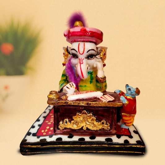 Kanha kothi Writing Lord Ganesha Idol for Home Decor