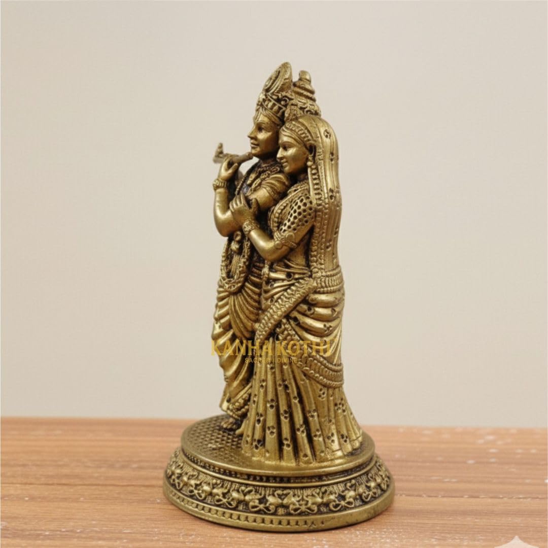 Radha Krishna Brass Idols for Home Temple – Bring Divine Love & Harmony Home