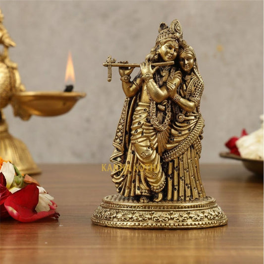 Radha Krishna Brass Idols for Home Temple – Bring Divine Love & Harmony Home