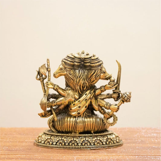 Pure Brass Panchmukhi Hanuman Ji Idol | Handcrafted Lord Hanuman Murti for Home Temple & Office | Panchmukhi Bajrangbali Statue for Pooja, Vastu & Gift