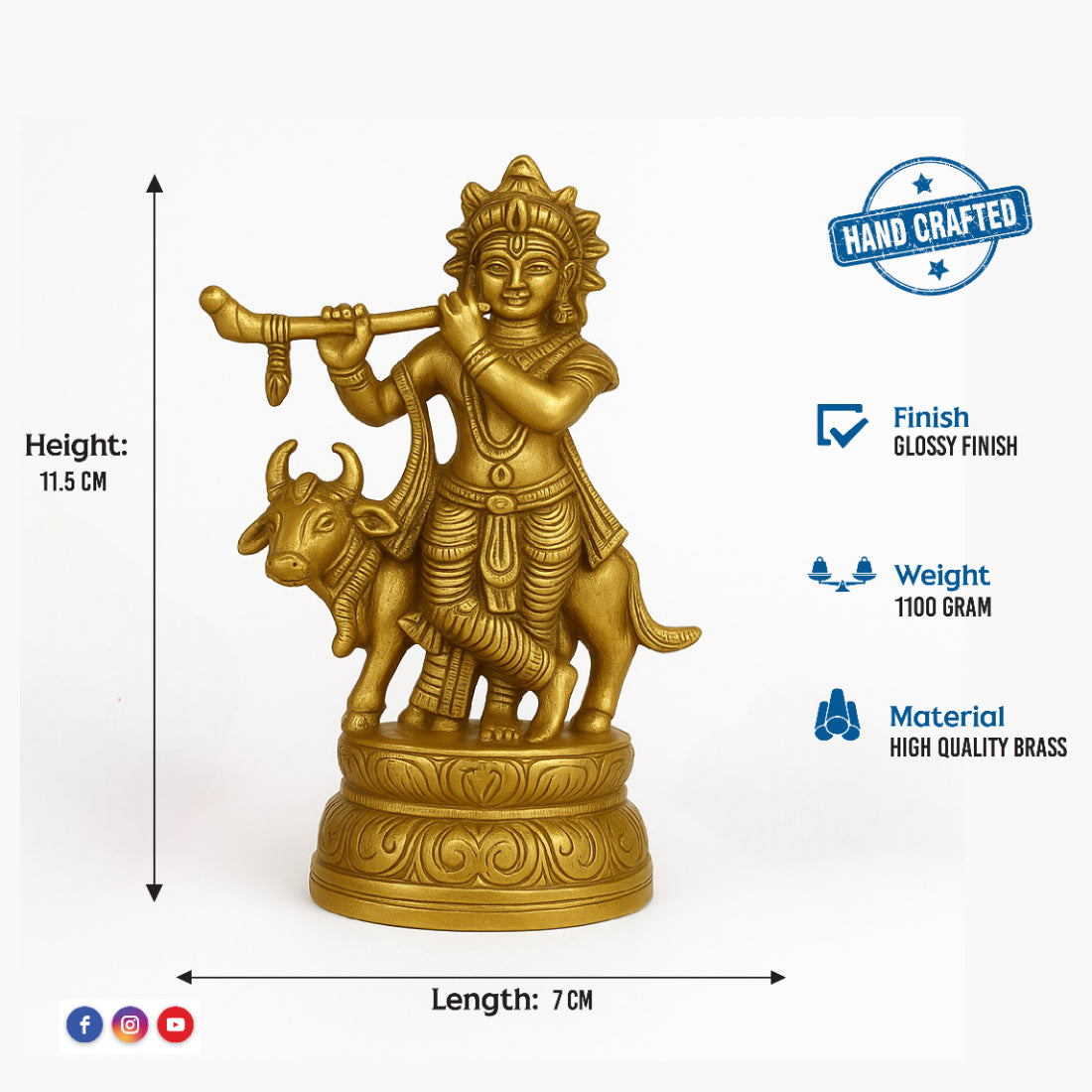 Lord Krishna with Cow Idol – Divine Harmony Showpiece