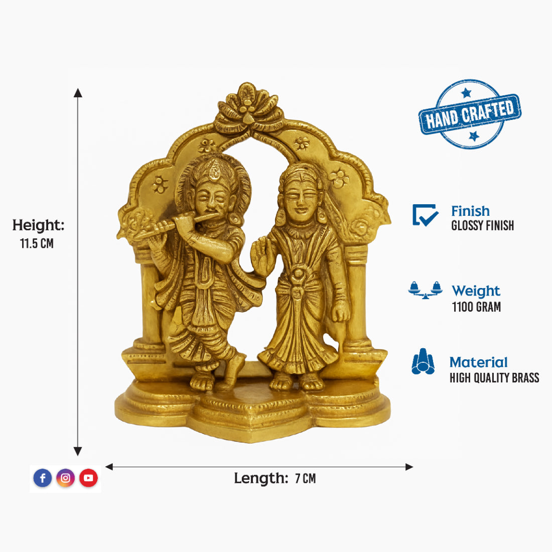 Radha Krishna Brass Finish Idol – Divine Love Statue