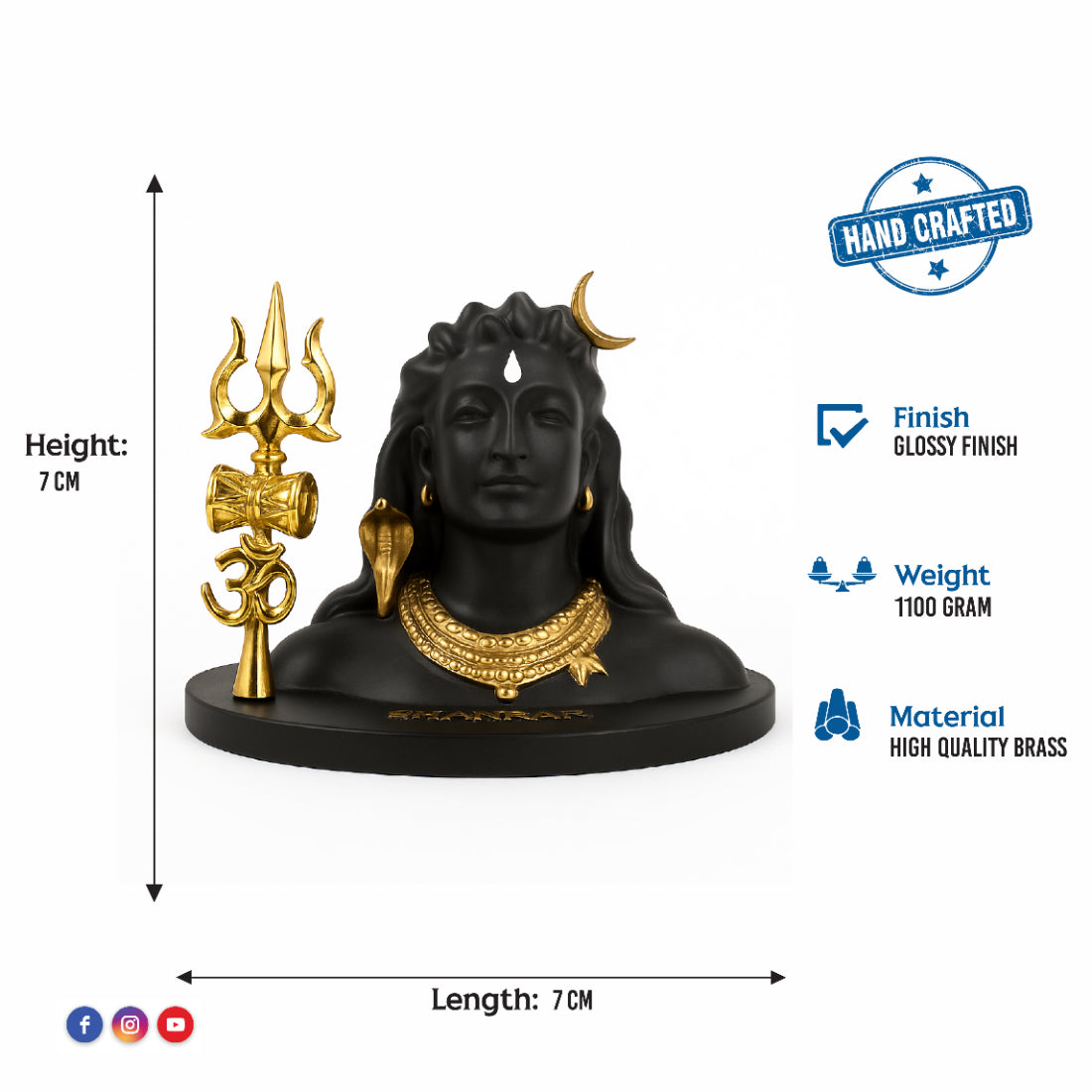 Shiv Shankar Black & Gold Resin Showpiece