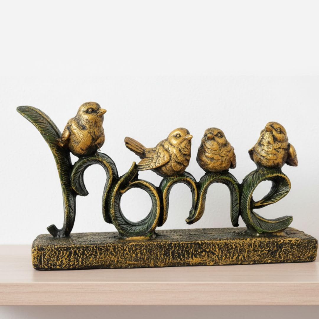 Kanha Kothi Home Decorative Showpiece with 4 Birds | Resin Craft Figurine for Living Room, Office & Gifting | Elegant Bird Theme Home Decor Sculpture
