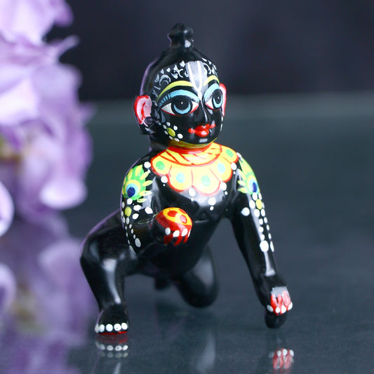 Brass Black Bal Gopal/Laddu Gopal Idol (Sizes Available 0 to 3)