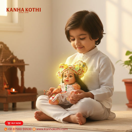 Kanha kothi Laddu Gopal Krishna Ji Soft Doll | Designer Dress with Mukut | Home Mandir / Gift Item