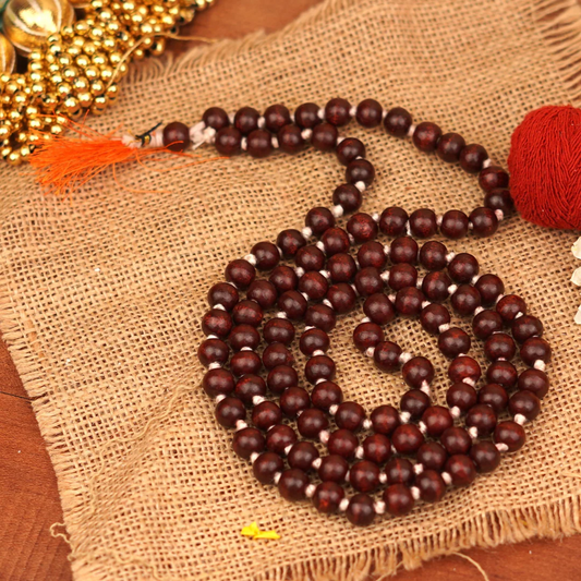 108 Beads Sandalwood (Chandan) Mala for Wrist or Pocket Japa