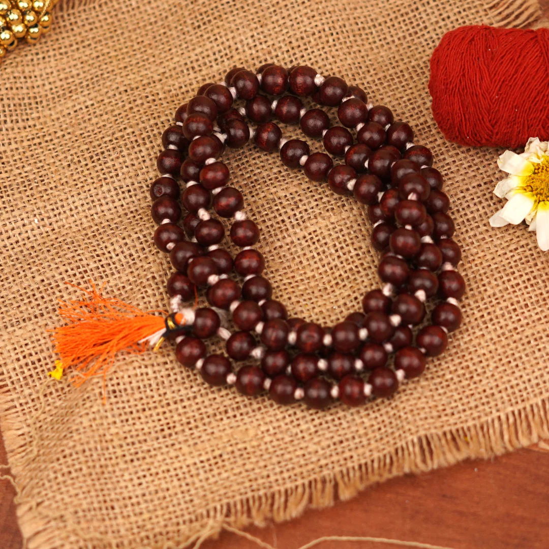 108 Beads Sandalwood (Chandan) Mala for Wrist or Pocket Japa