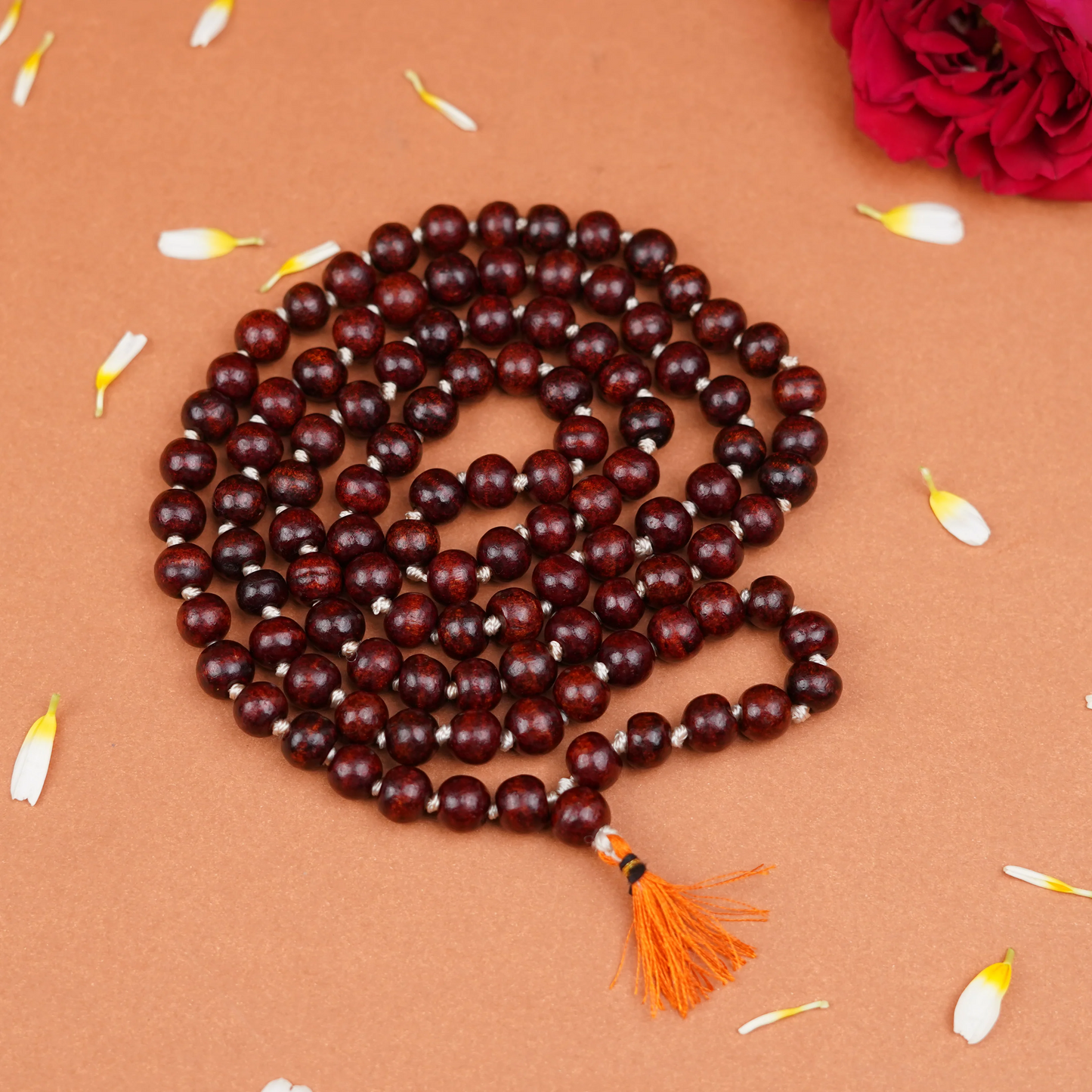 108 Beads Sandalwood (Chandan) Mala for Wrist or Pocket Japa