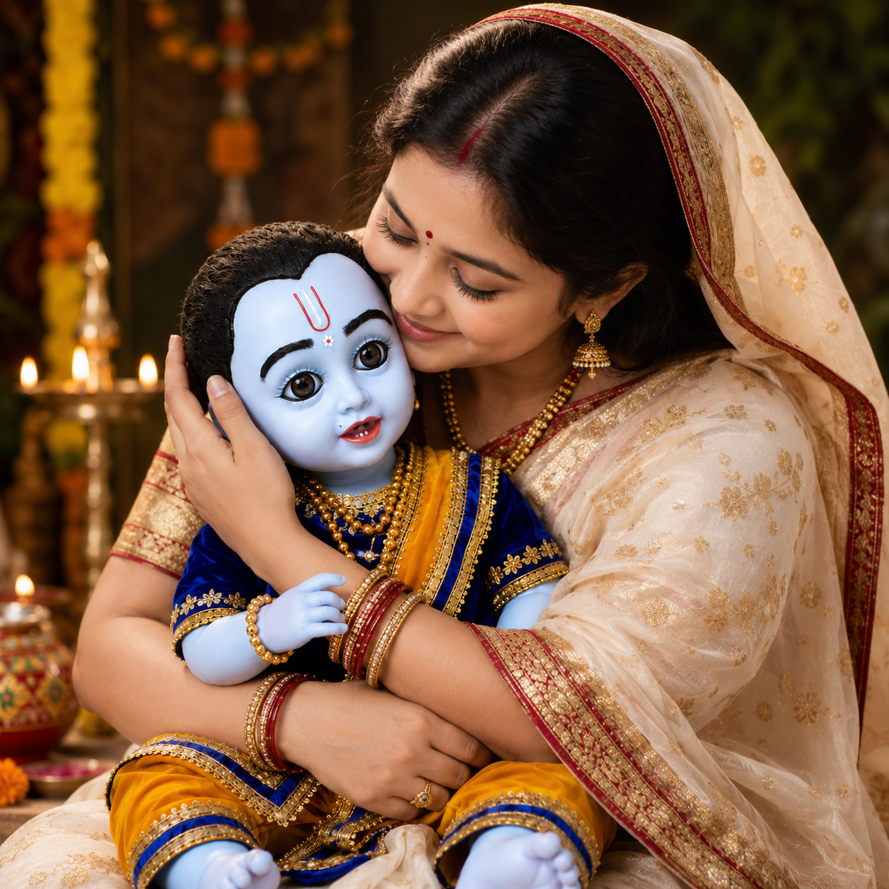 Kanha Kothi 24 Inch Laddu Gopal Doll | Premium Silicone Look Krishna Doll | Designer Dress with Mukut | Large Bal Gopal Idol for Home Temple Decor | Best Birthday Gift for Kids, Wife & Mother