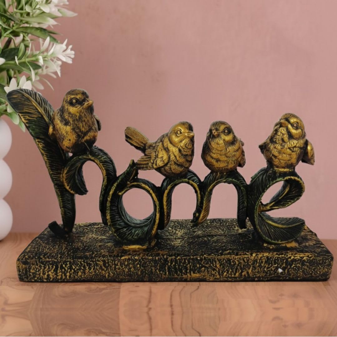 Kanha Kothi Home Decorative Showpiece with 4 Birds | Resin Craft Figurine for Living Room, Office & Gifting | Elegant Bird Theme Home Decor Sculpture