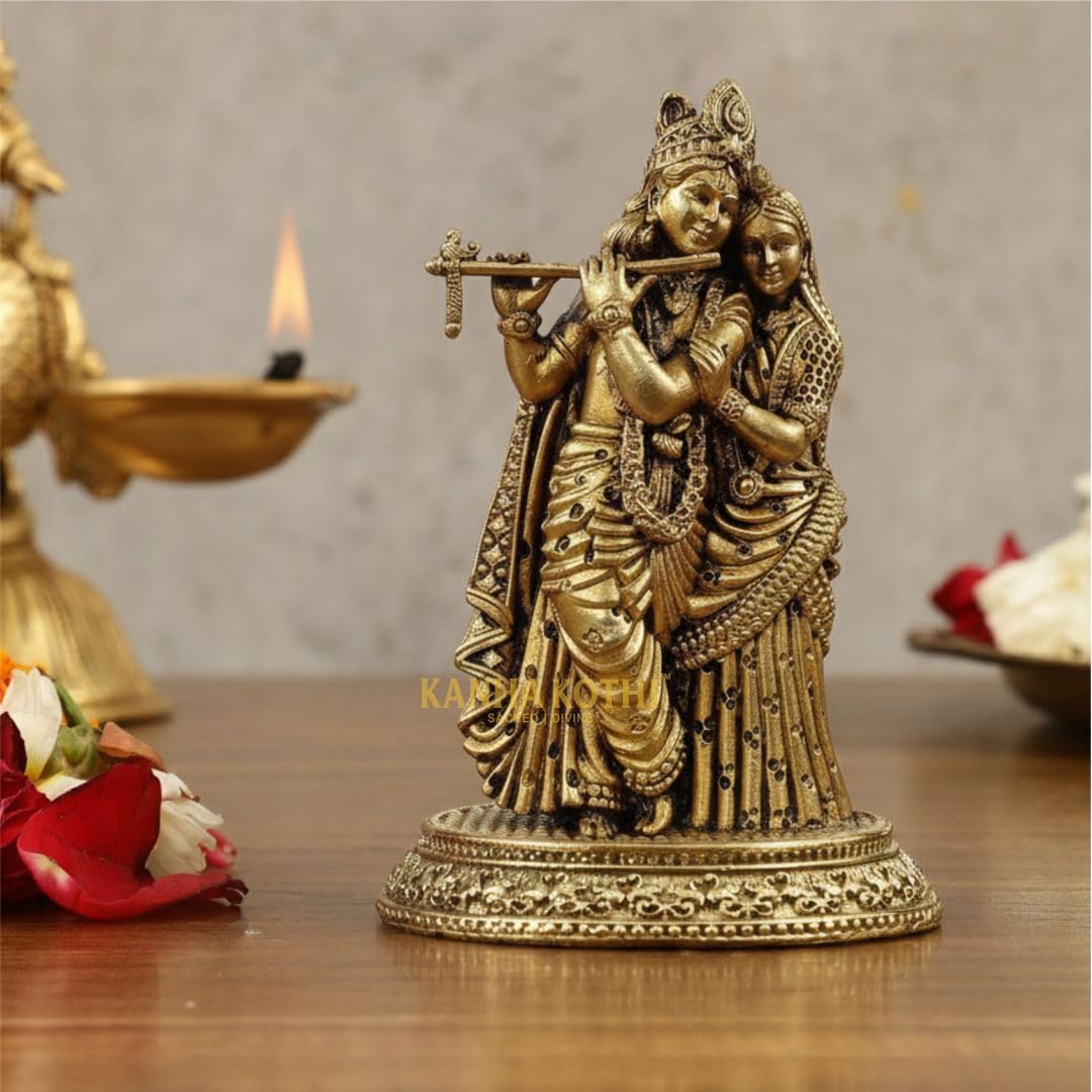 Radha Krishna Brass Idols for Home Temple – Bring Divine Love & Harmony Home