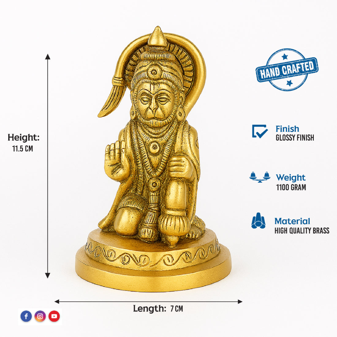 Golden Hanuman Ji Idol – Blessing Pose