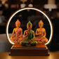 Triple Buddha Idol with LED Light – Decorative Meditating Buddha Showpiece by Kanha Kothi