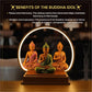 Triple Buddha Idol with LED Light – Decorative Meditating Buddha Showpiece by Kanha Kothi