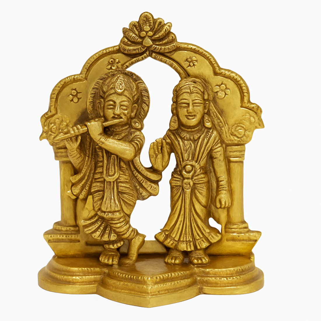 Radha Krishna Brass Finish Idol – Divine Love Statue