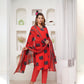 Red Cotton Elephant Print Kurta Set with Printed Pant & Dupatta – Trendy 3 Piece Ethnic Suit for Women
