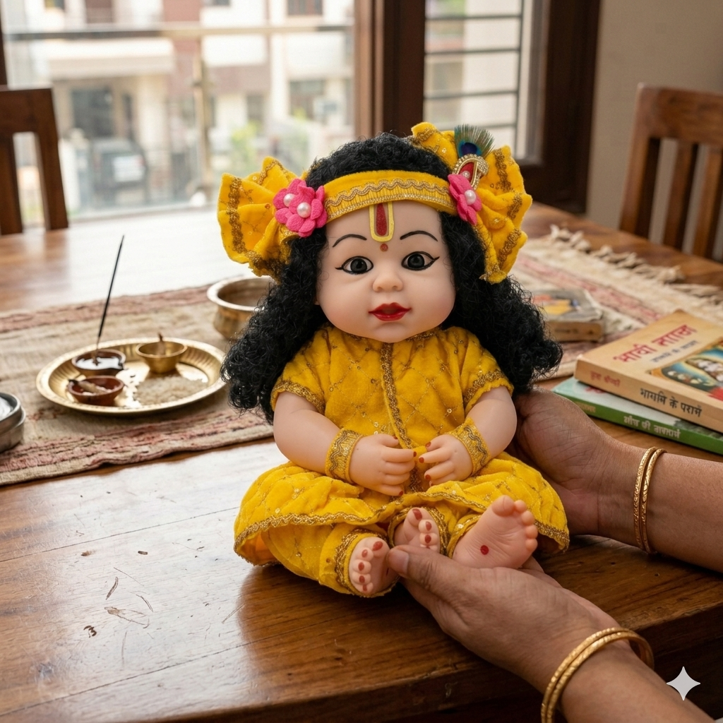 Kanha Kothi Krishna Doll – Sanskar Toy for Kids | Beautiful Lord Krishna Figurine | Educational & Cultural Toy | Perfect Gift for Boys & Girls