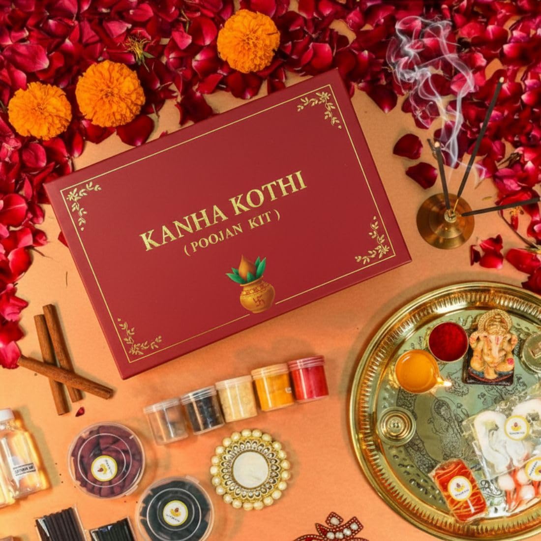 Buy Pooja Kit Online India – Premium Pooja Samagri Box with All Essentials for Daily & Festive Pooja | Kanha Kothi