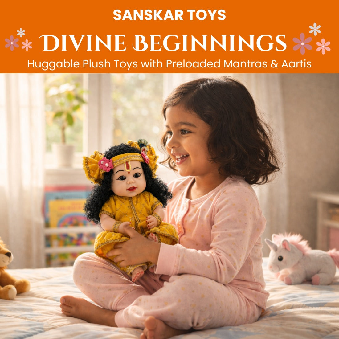 Kanha Kothi Musical Krishna Doll -  Sanskar Toy for Kids with Preloaded Mantras & Aartis | Divine Sound Playing Doll | Perfect Gift for Boys & Girls