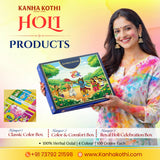Kanha Kothi Royal Holi Celebration Box | 100% Herbal Gulal (4 Colours x 100g Each) with Jal Jeera & Thandai Mix | Premium Holi Gift Hamper