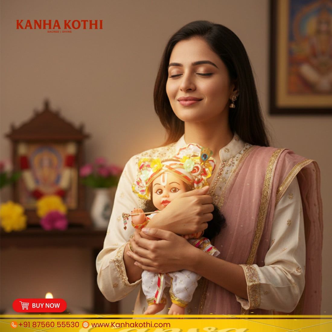 Kanha kothi Laddu Gopal Krishna Ji Soft Doll | Designer Dress with Mukut | Home Mandir / Gift Item