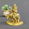 Pure Brass Lord Krishna with Cow Statue (7 Inch) – Divine Home Décor & Spiritual Idol