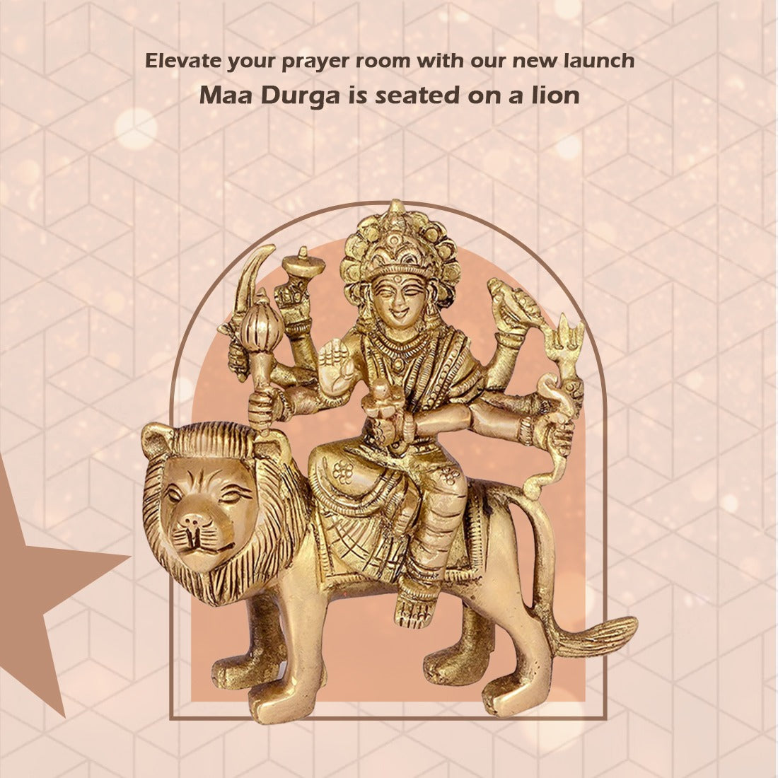 Kanha kothi Durga Maa on Lion Brass Idol 13 cm | Simhavahini Durga Murti for Home Temple
