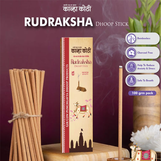 Kanha Kothi Rudraksha Dhoop Stick – 100g | Panchgavya-Based, Charcoal-Free
