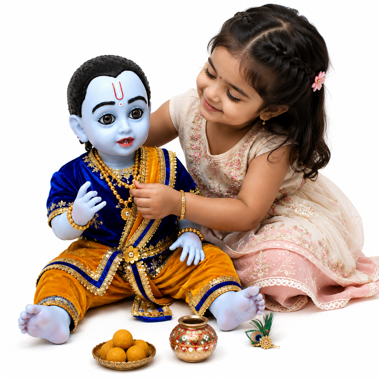 Kanha Kothi 24 Inch Laddu Gopal Doll | Premium Silicone Look Krishna Doll | Designer Dress with Mukut | Large Bal Gopal Idol for Home Temple Decor | Best Birthday Gift for Kids, Wife & Mother